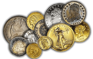 Antique valuable coins from a numismatic collection